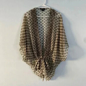 Karen Kane Sheer Brown Patterned Blouse